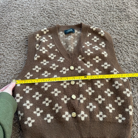 Cider Brown Floral Retro Crop Sweater Vest Designer LV S - Picture 7 of 7